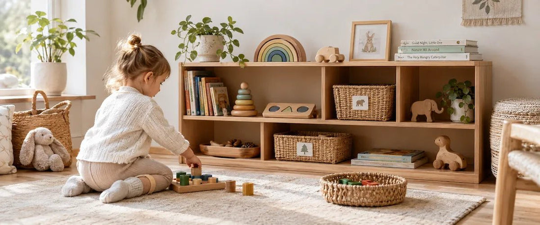 How a Low Nursery Shelf Builds Independence - Domus formosa