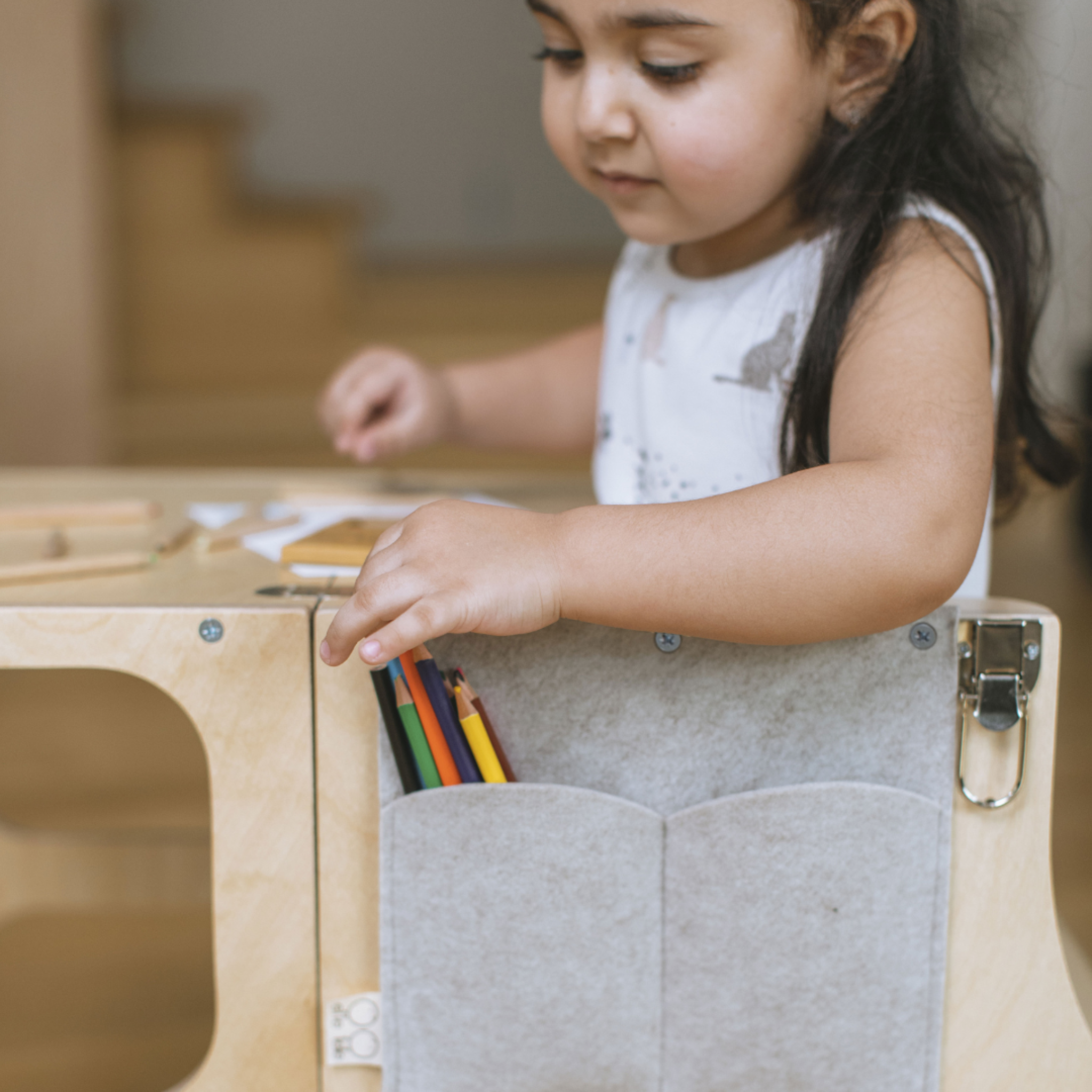 Montessori inspired 2-in-1 Toddler Helper Tower/Activity Table - Natural wood