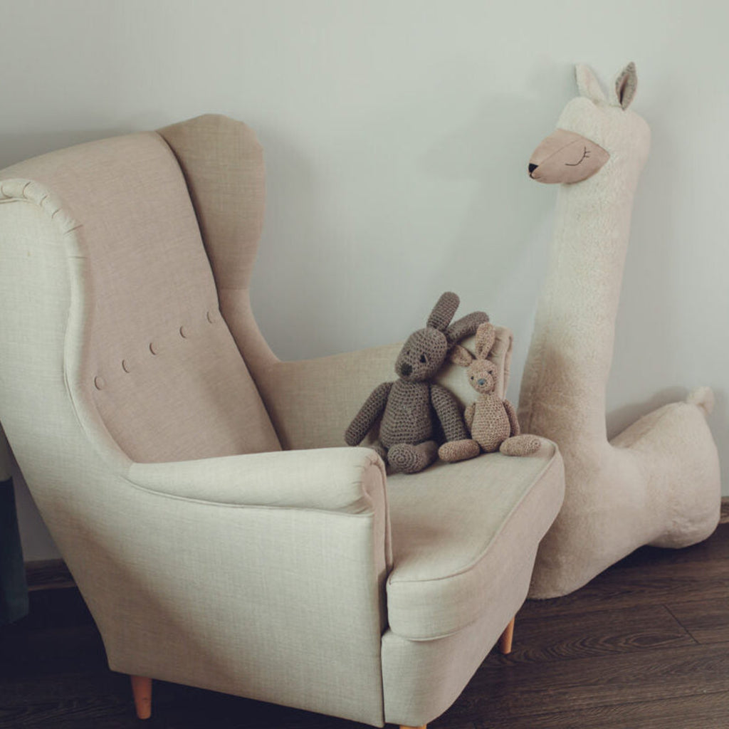 Alpaca Grande — Handcrafted Plush Pillow & Playmate (Beige)