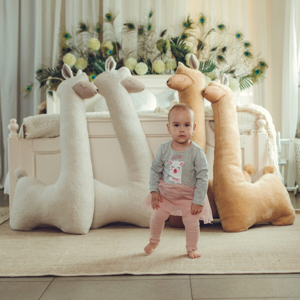 Alpaca Grande — Handcrafted Plush Pillow & Playmate (Beige)