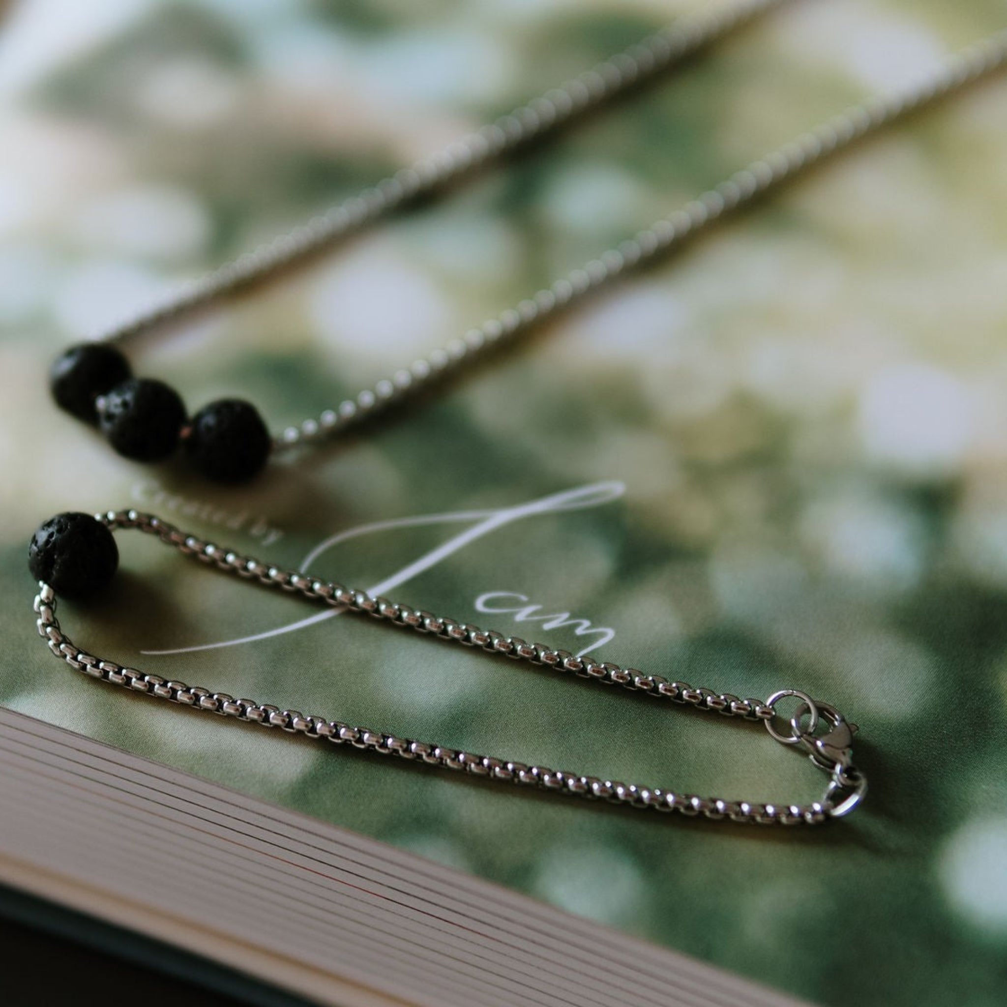 Black Lava Diffuser Jewelry Set – Handcrafted Necklace & Bracelet