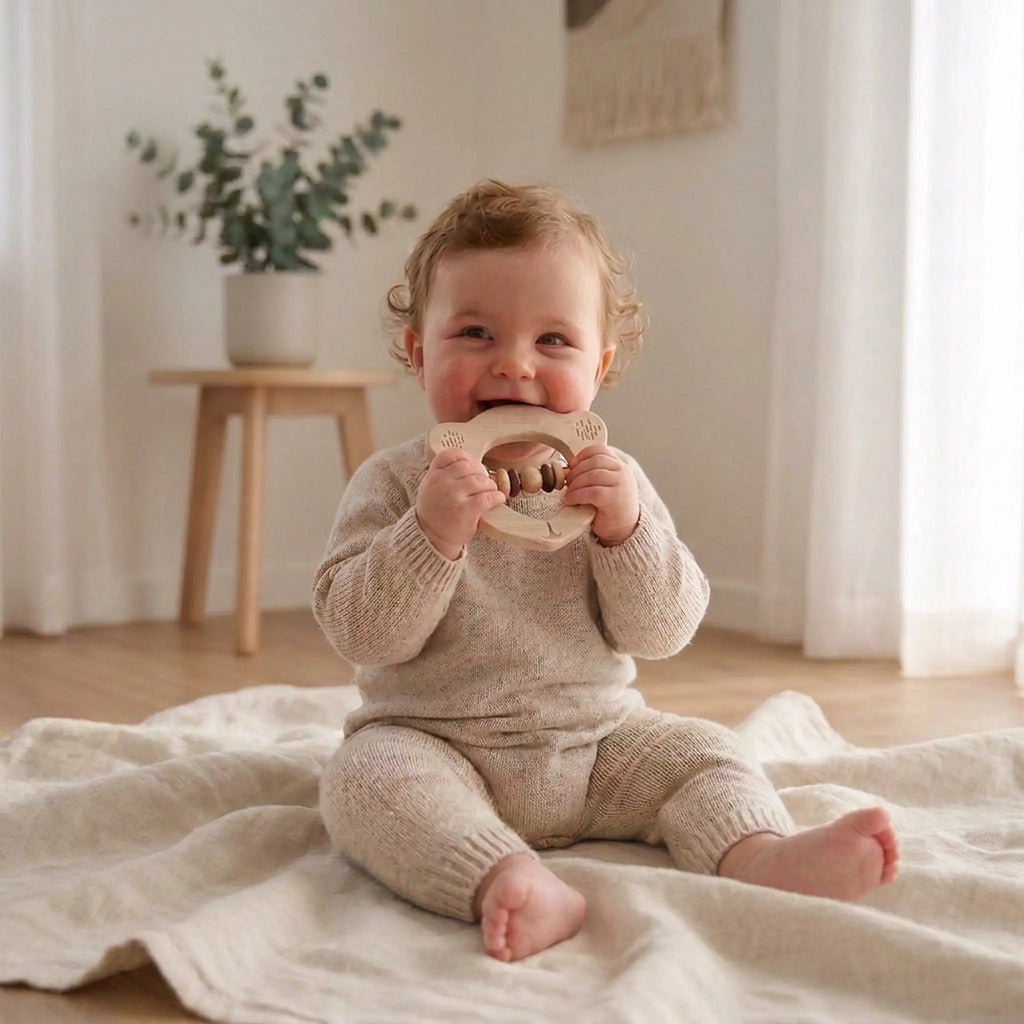 Handcrafted Wooden Rattle-Teether - Koala Bear - Domus formosa