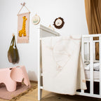 Merino Wool Baby Blanket - Eco-Friendly Cuddle Blanket with Hand-Illustrated Kitten Print - Domus formosa
