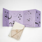 Merino Wool Baby Blanket - Eco-Friendly Cuddle Blanket with Hand-Illustrated Kitten Print - Domus formosa