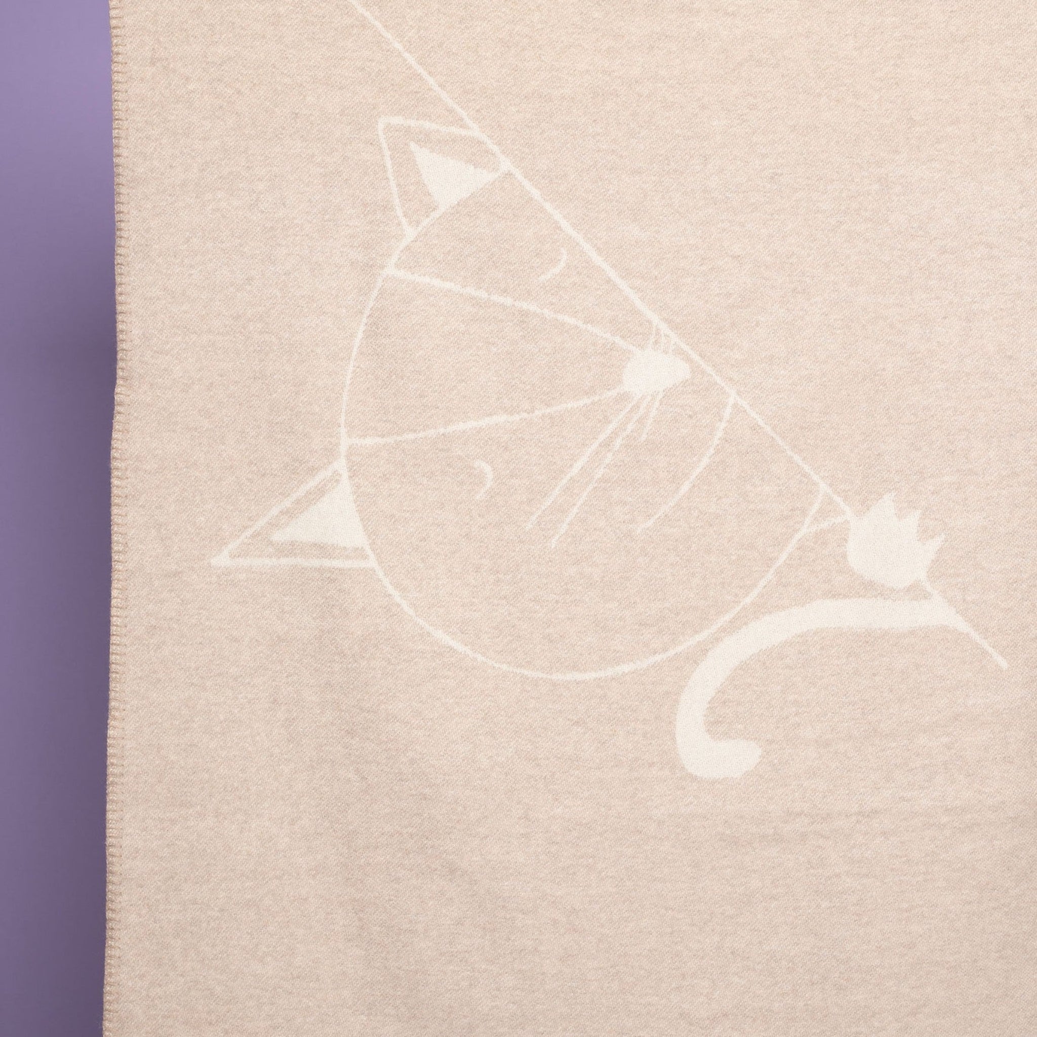 Merino Wool Baby Blanket - Eco-Friendly Cuddle Blanket with Hand-Illustrated Kitten Print - Domus formosa