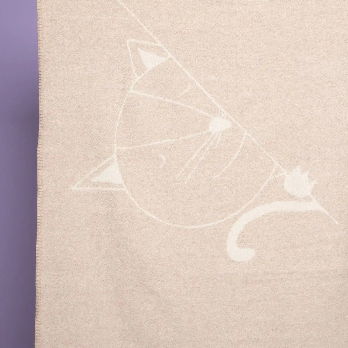 Merino Wool Baby Blanket - Eco-Friendly Cuddle Blanket with Hand-Illustrated Kitten Print - Domus formosa