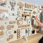 Montessori Fine‑Motor Busy Board – Extra‑Large 60×80 cm - Domus formosa (beige)