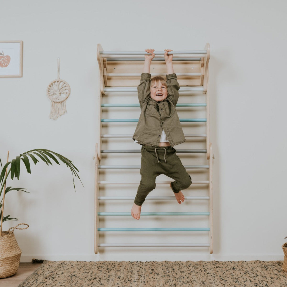 Pikler Triangle & Swedish Wall 2-in-1 - Natural Birch Climbing Frame - Domus formosa