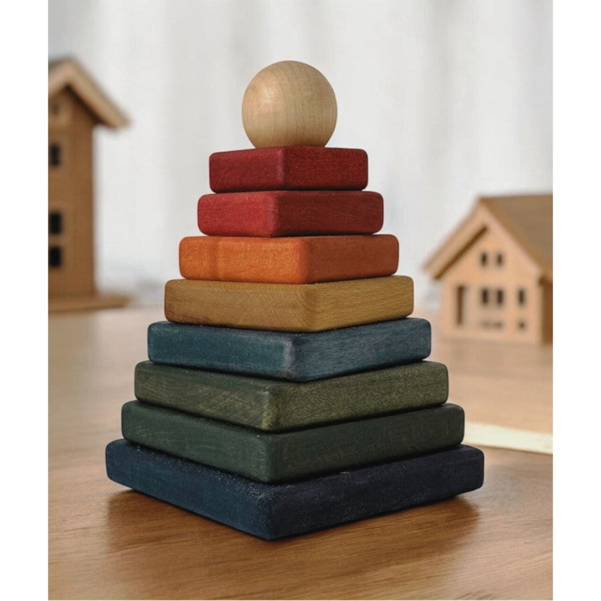 Wooden Square Pyramid - Colourful